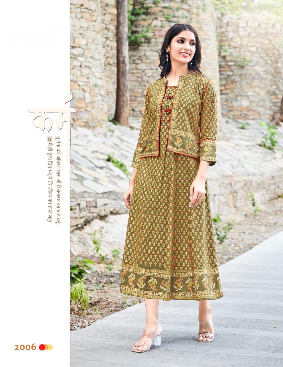Gold Star 2 Fancy Festive Wear Rayon Designer Fancy Kurti With Koti Collection